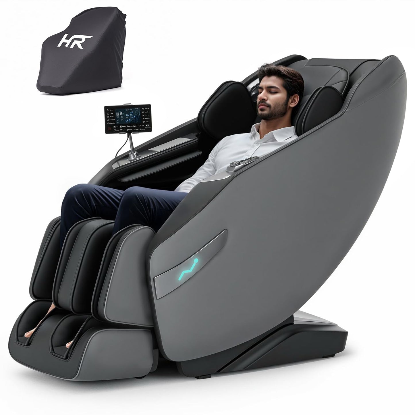 HealthRelife 3D Massage Chair Full Body Recliner - Zero Gravity with Heat, 12 Auto-Massage Modes, Shiatsu Foot Massage, with 55“ SL-Track，28 Airbags Massage, Foot Rollers,Free Dust Cover (Black)