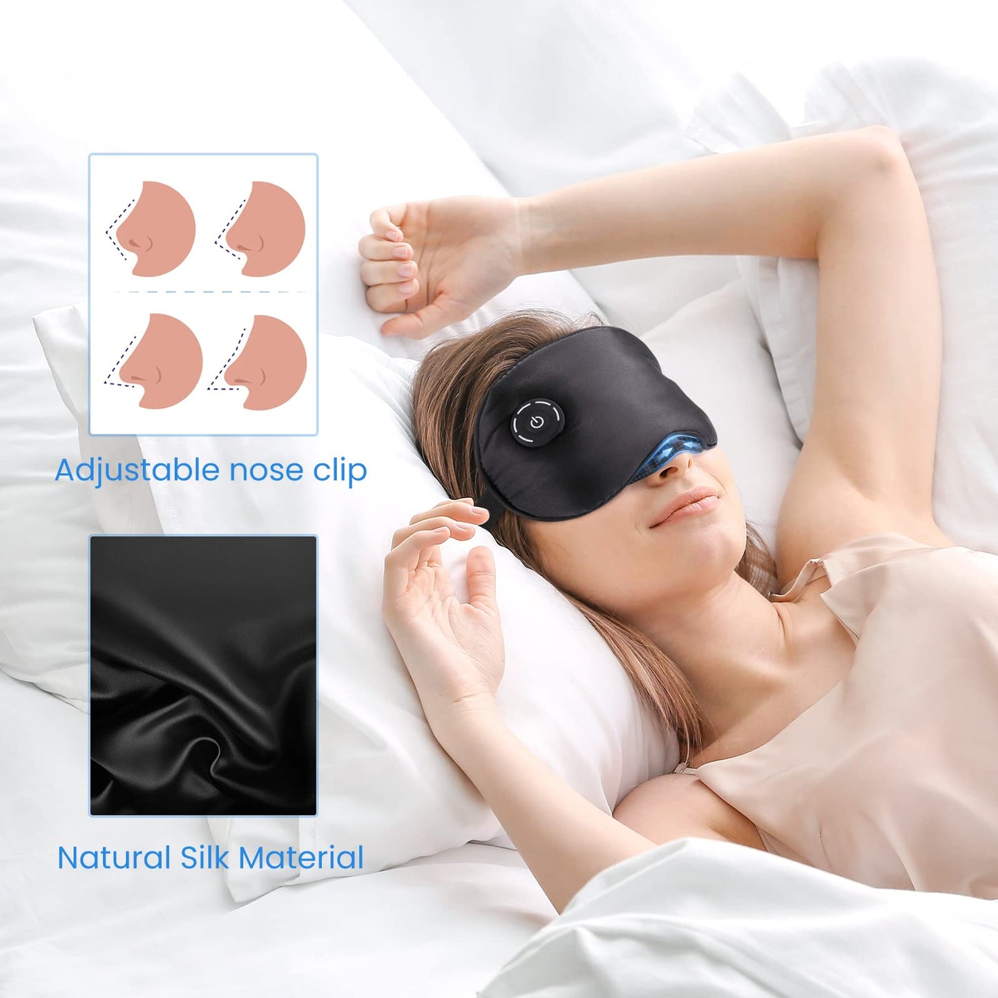 Heated Eye Mask Cordless,Silk Eyes Heating Pad for Sleeping,Washable Sleeping Dry Eye Mask for Dry Eyes, Blepharitis, Sinus Migraine