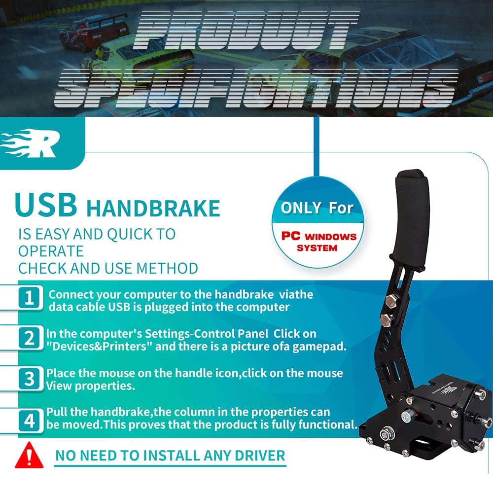 CNRAQR PC USB Handbrake and Racing Game Simulator Shifter 7+R H Gear for Logitech G29 G27 G25 G920 with Thrustmaster T300RS/GT