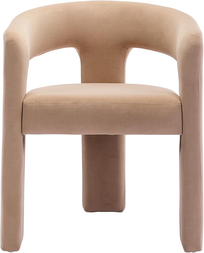 DAYALANE Modern Barrel Dining Chairs Set of 2, Upholstered Kitchen Chairs with Arms Comfy Velvet Side Chair for Living Room/Dining Room/Reception, Khaki