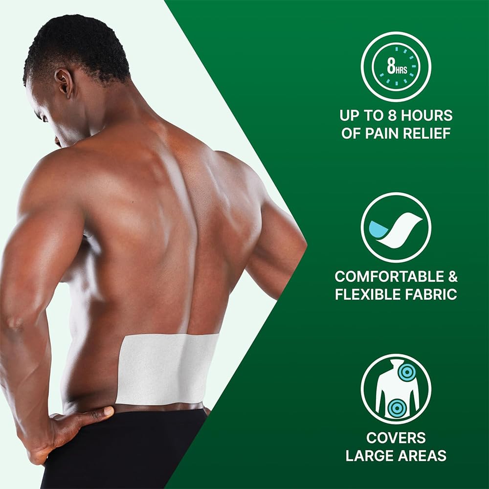 Biofreeze XL Pain Relief Patch, Menthol Pain Patches for Lower Back Pain Relief, XL Patches Ideal for Back & Shoulder, Comfortable & Flexible Fabric Stays, FSA Eligible, 4 ct - Pack of 2