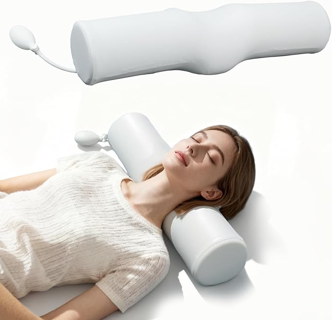 SMDR Adjustable Cervical Neck Pillow with Air Cushion, Ergonomic Bolster for Neck and Shoulder Support, Firm Polyurethane ...