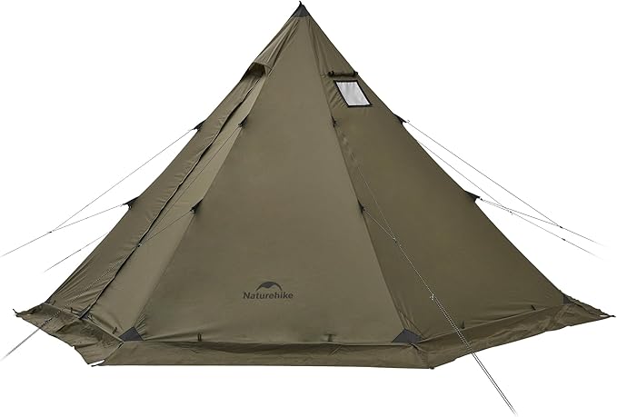 Naturehike Ranch Fire Teepee Tent, Cold Weather Winter Hot Tent with Stove Jack, 4-6 Person Waterproof Windproof 4 Season ...