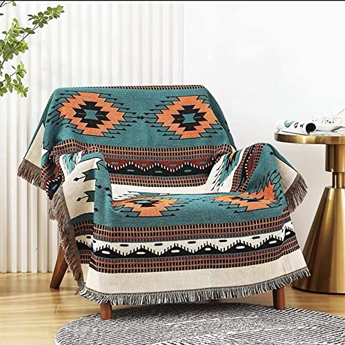 Homesy Boho Throw Blankets Southwestern Bed Throws Cover Reversible Green Aztec Southwest Blanket for Couch Chair Sofa Hom...