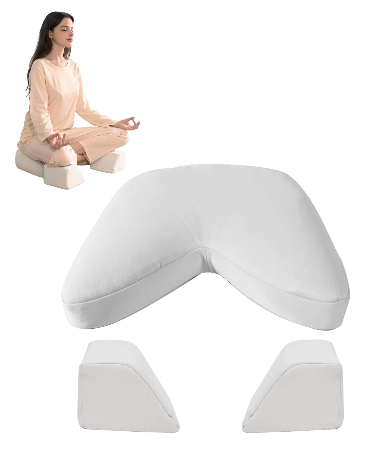 Syrinx Meditation Cushion Set – Zafu Yoga Floor Pillow with Knee Support Pads, Buckwheat Hull Filling, Carry Bag & Zabuton-Style Base