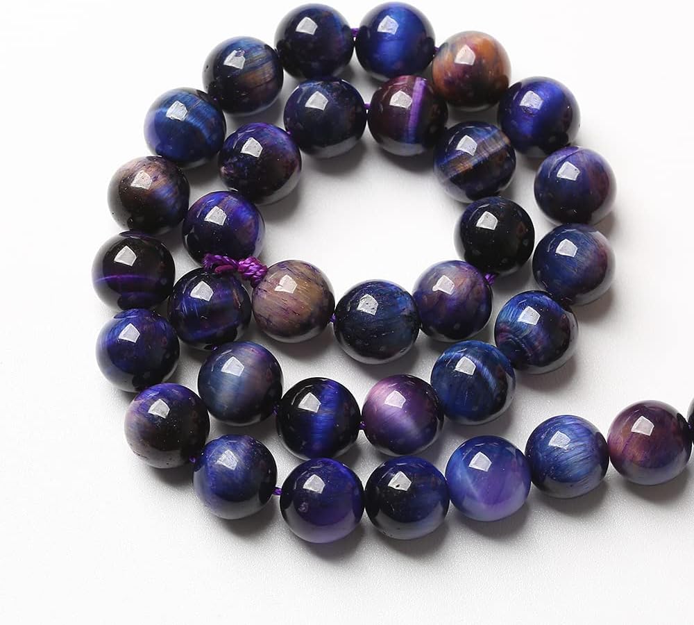 38pcs 10mm AAA Natural Tiger Eye Stone Beads Gemstone Round Spacer Loose Beads for Jewelry Making DIY Bracelet,Necklace, Earrings