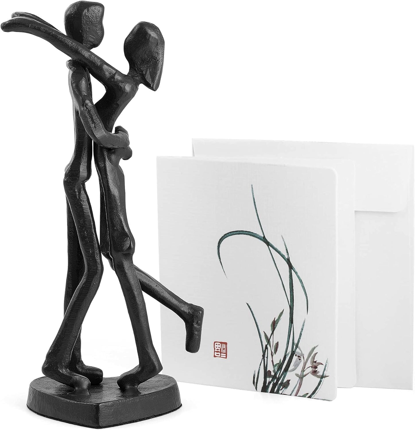 SENNESY 6th Anniversary Iron Sculpture Gift – Romantic Couple Statue for Her, Handcrafted Black Metal Decor – Wedding, Valentine’s, Birthday Keepsake – Includes Card