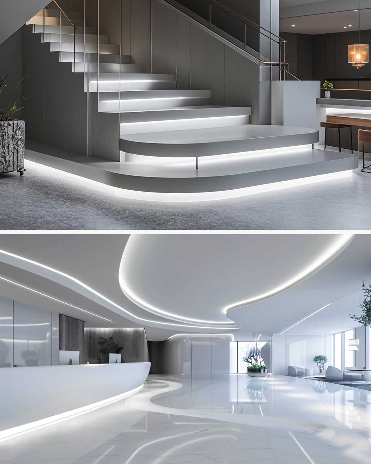 Aclorol 50FT COB LED Strip Lights 24V Cold White 6000K Dimmable LED Light for Bedroom with Remote and App Control 8mm Width LED Flexible Tape Lights for Cabinet Room Kitchen Mirror TV Bookshelves