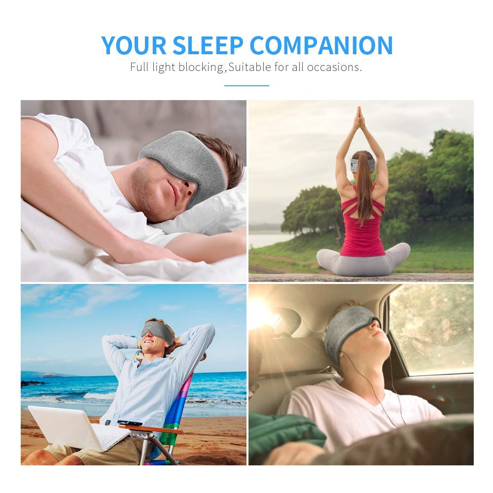 FRESHME Cotton Sleep Eye Mask for Men - Upgrade Design Blackout Side Sleeper Eyes Cover for Night Sleeping, Large Size Wide Soft Travel Airplane Blindfold with Adjustable Velcro Strap for Work Nap