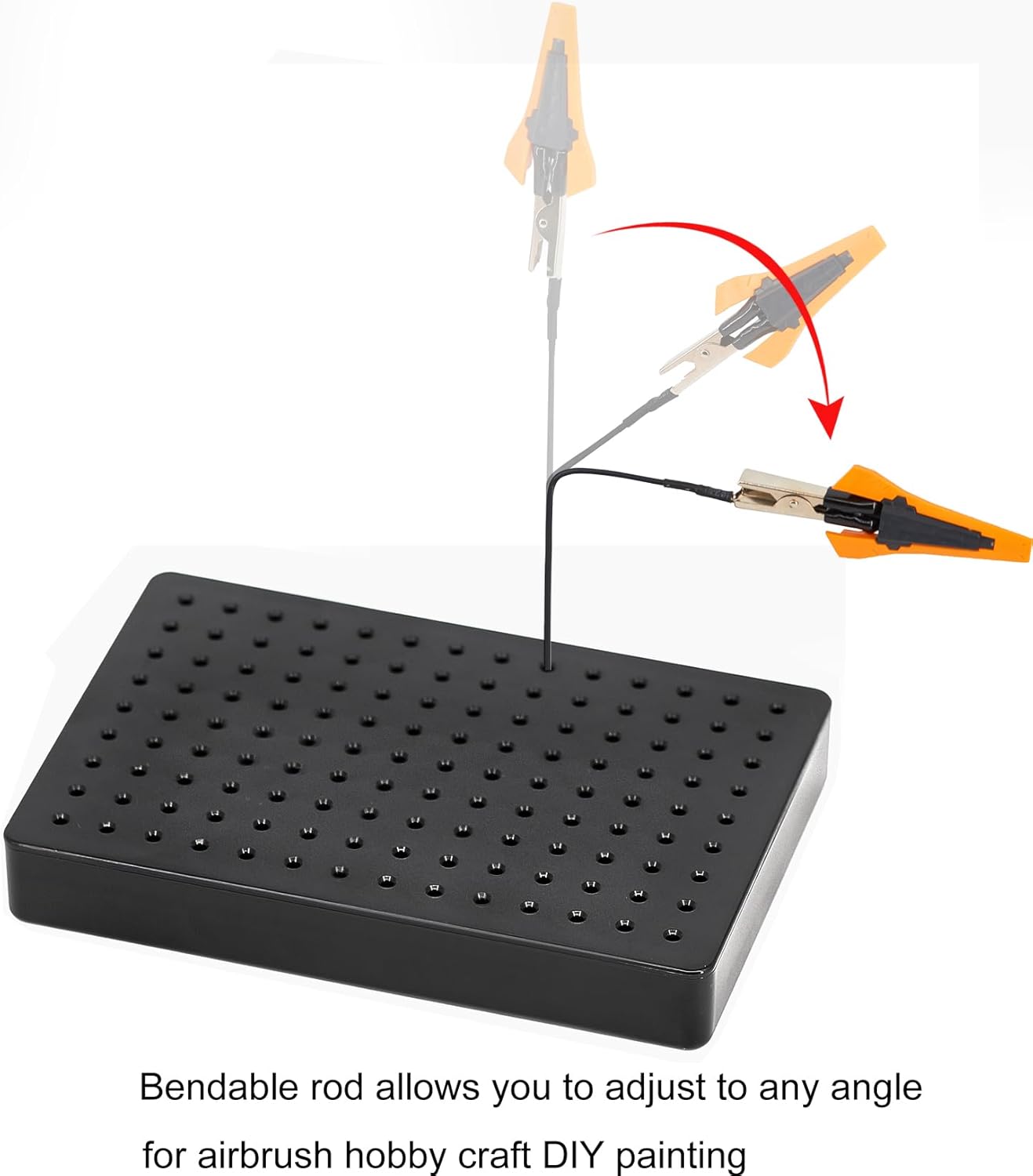 Model Painting Stand Base Holder and 10PCS Bendable Alligator Clip Sticks Set with Lager Clips,Miniature Model Holder for Painting, Airbrush Hobby Tools Accessories Holder Stand