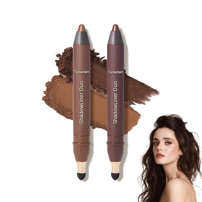 Shadow Liner 2-in-1 Eyeliner & Eyeshadow, Shadow Liner Duo with Smudge Brush, Waterproof Smudge-Proof Long-Lasting Makeup, Smooth, Effortless Smoky or Natural Eye Makeup (tempt+ sultry)