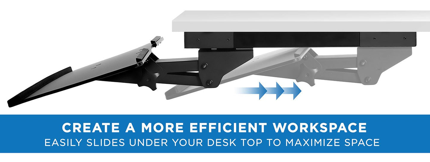 Mount-It! Under Desk Computer Keyboard and Mouse Tray, Full Motion Slide Out Keyboard Tray with Tilt, Swivel and Height Adjustment, Ergonomic Keyboard Drawer with Gel Wrist Pad, Black