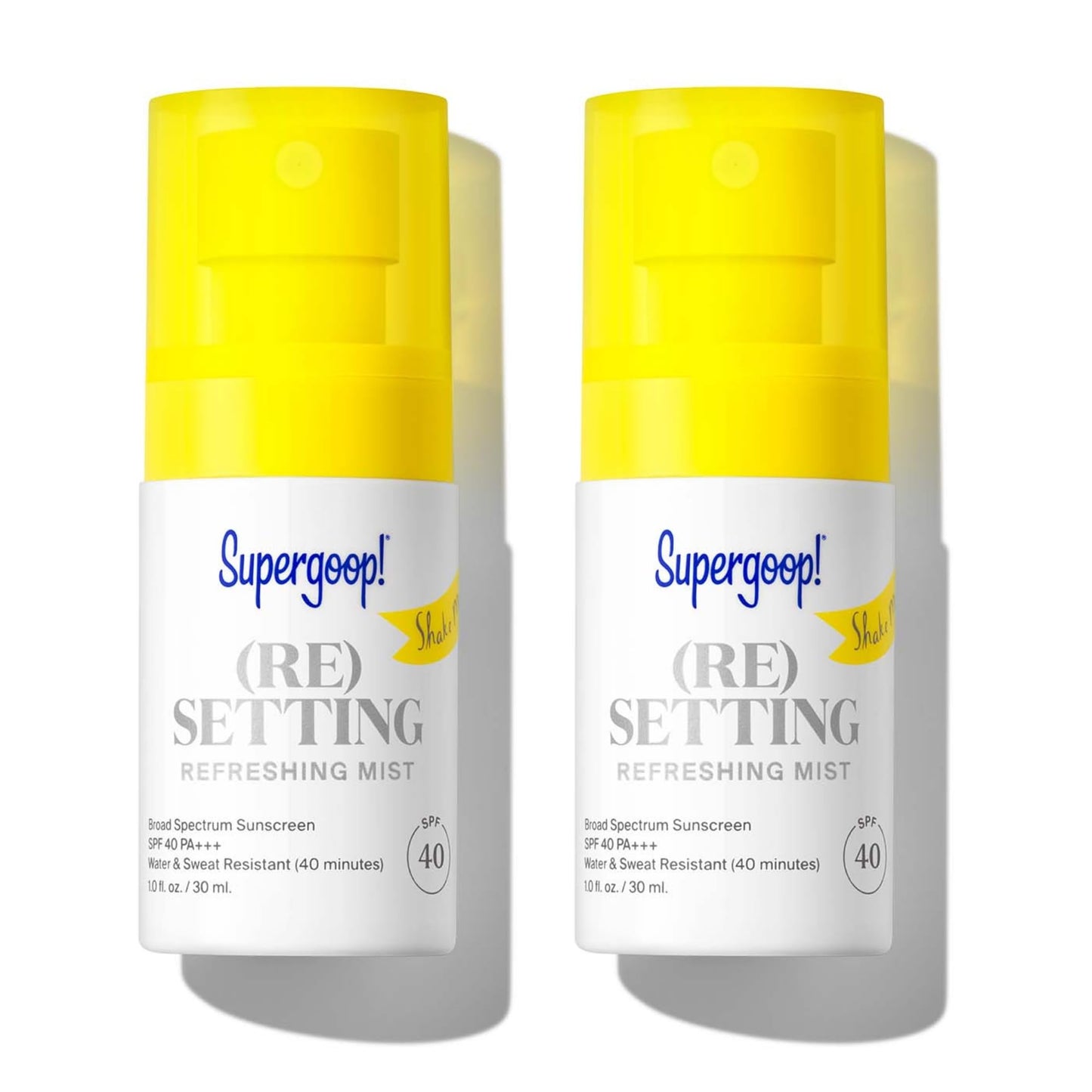 Supergoop! (Re setting Refreshing Mist - 1 fl oz, Pack of 2 - SPF 40 PA+++ Facial Mist - Sets Makeup, Refreshes UV Protection &