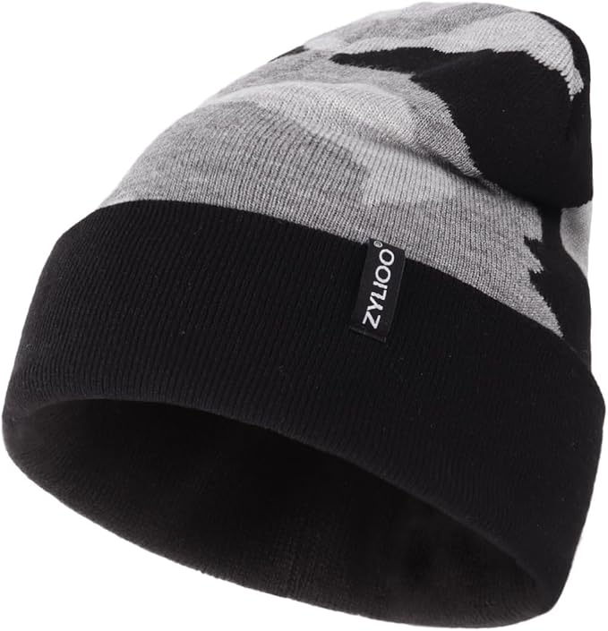 Zylioo Oversize Beanie Hats, XXL Big Size Ribbed Knit Cuffed Winter Hat for Cold Weather, Warm Skull Watch Cap