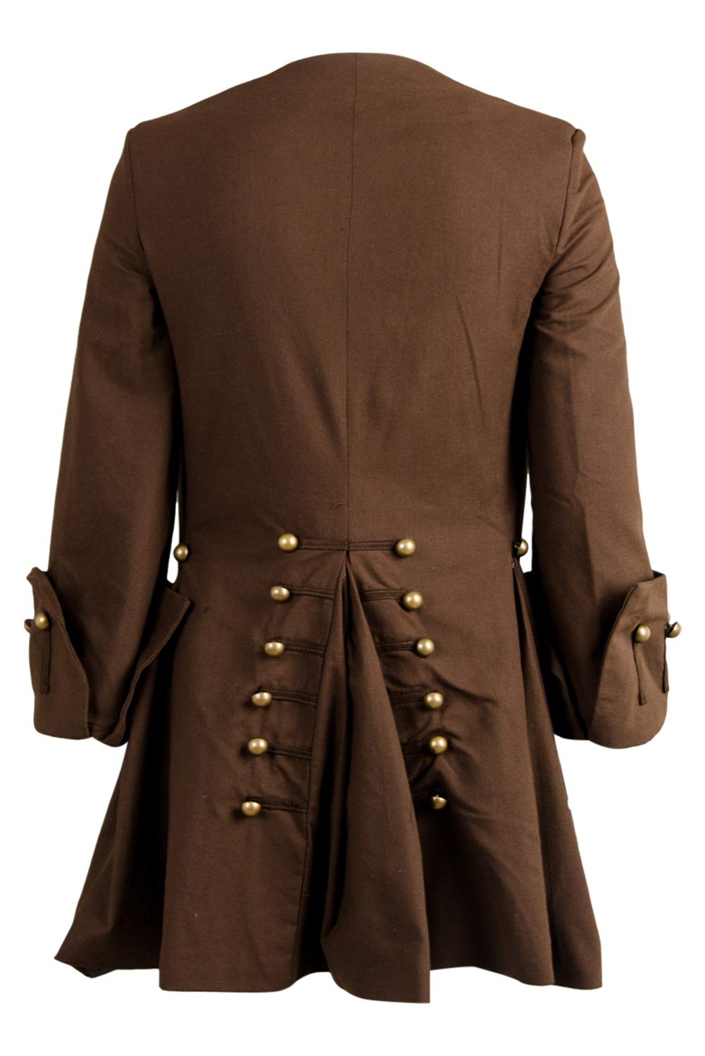 Nasfotim Men's Medieval Pirate Steampunk Captain Halloween Cosplay Costume Coat, Brown, Large