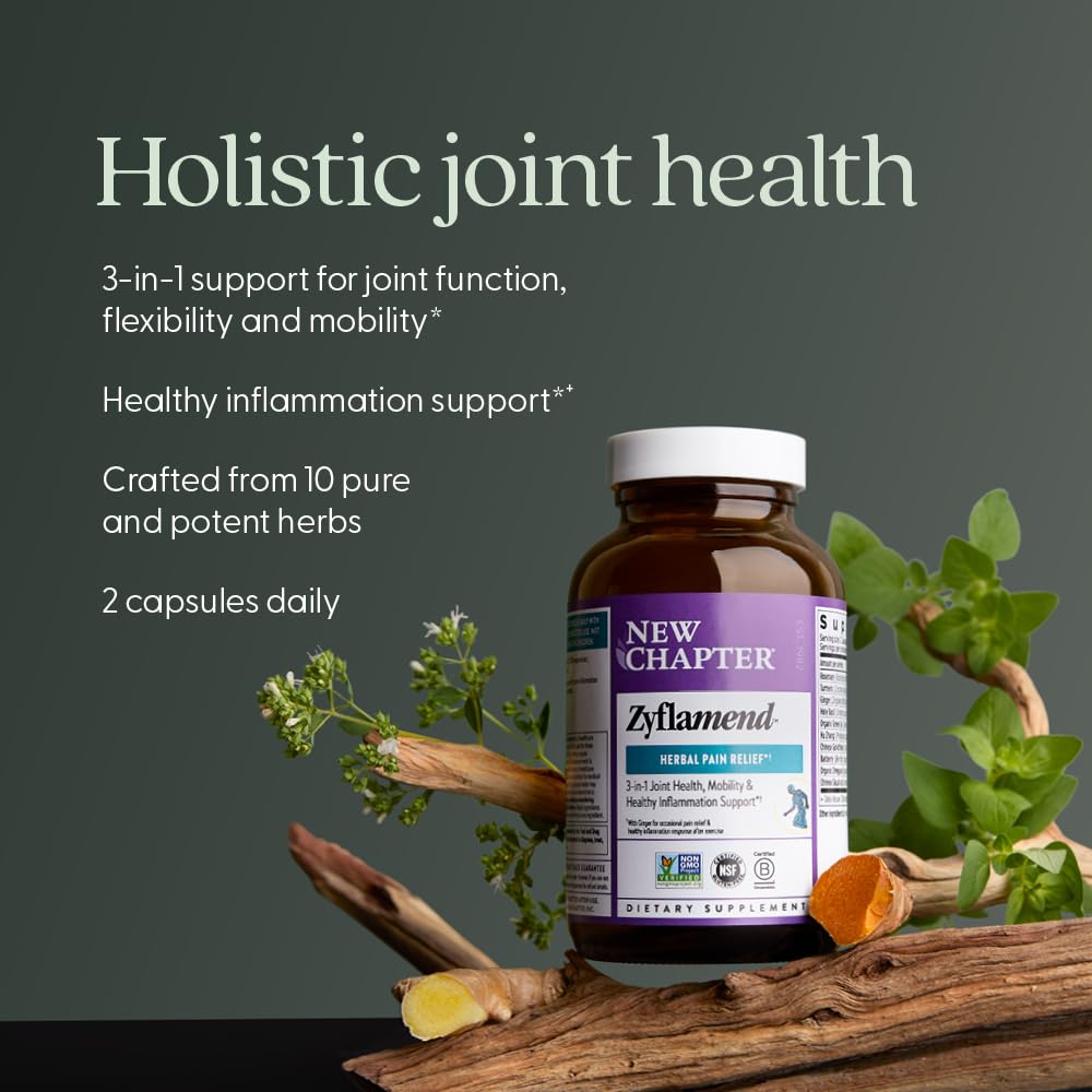 New Chapter Zyflamend™ Joint Supplement & Herbal Pain Relief – 10-in-1 Superfood Blend with Turmeric, Ginger & Green Tea - for Healthy Inflammation Response, Mobility & Flexibility, 180 Capsules