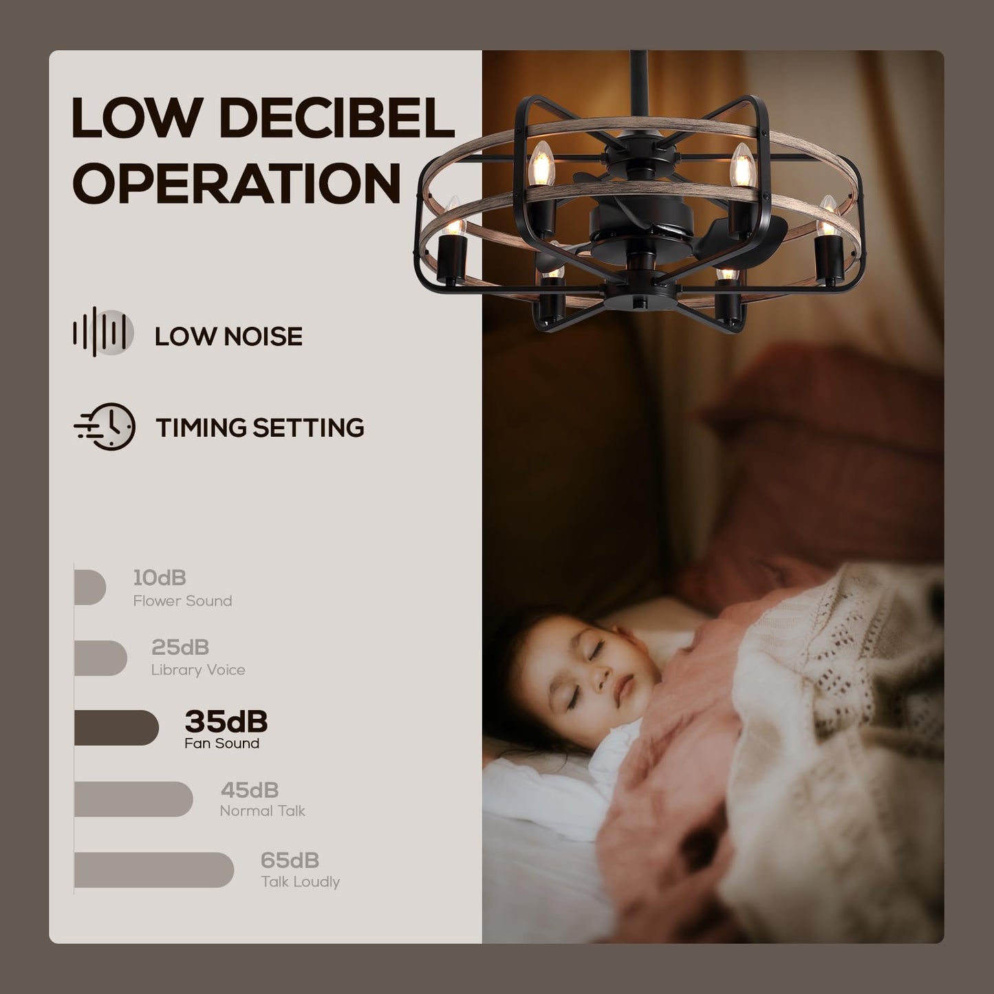 Industrial Caged Ceiling Fan With Lights, 25 Farmhouse Fandelier With Remote Control, 6-Speed Quiet Reversible Motor, E26 Base,