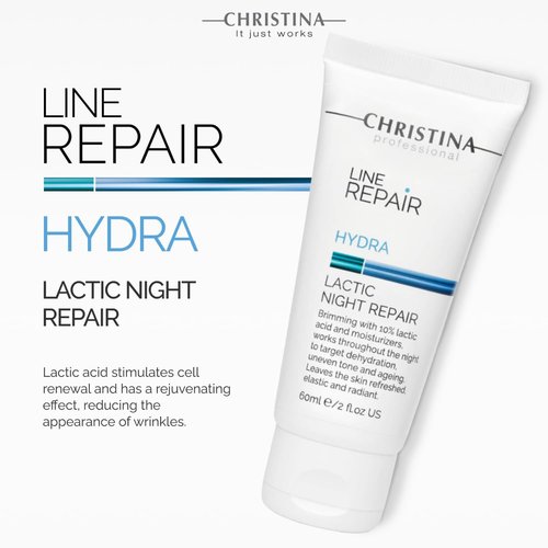 -CHRISTINA- Line Repair Hydra Night Cream with Lactic Acid | Nighttime Bliss for Skin Alignment & Rejuvenation | Elasticity Boosting, Wrinkle Reducing Night Face Cream 60ml