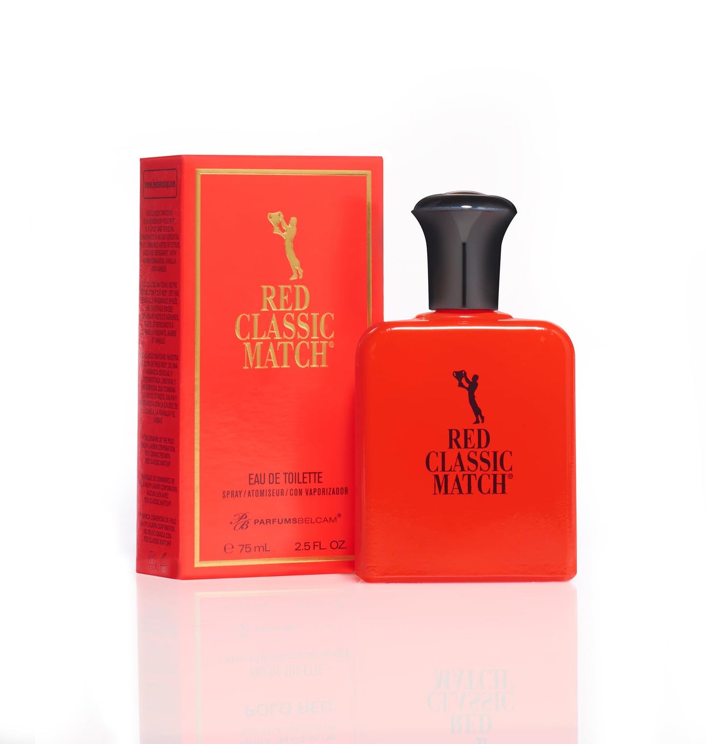 PB ParfumsBelcam Men's 2.54 Fl Oz Red Classic Match Eau de Toilette and 2.5 Fl Oz Blue Classic Match Eau De Toilette Spray Bundle