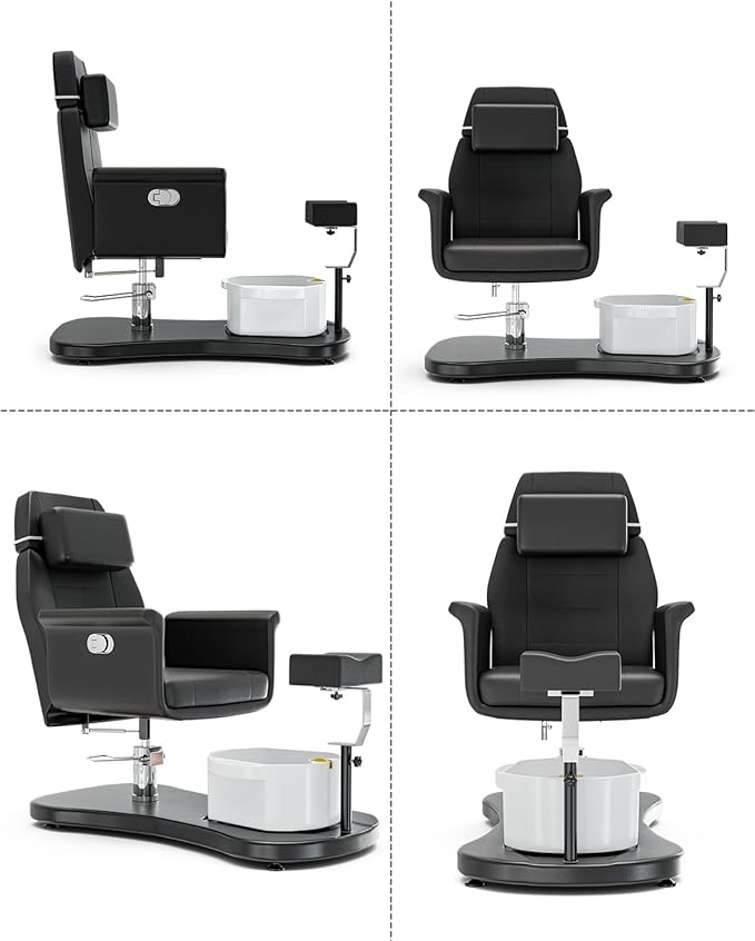 VARONXE Pedicure Chair for Nail Tech No Plumbing, Portable Pedicure Station for Foot Spa w/Pedicure Stand and Massage Foot Bath, Professional Gel Jelly Pedicure Chairs, Black