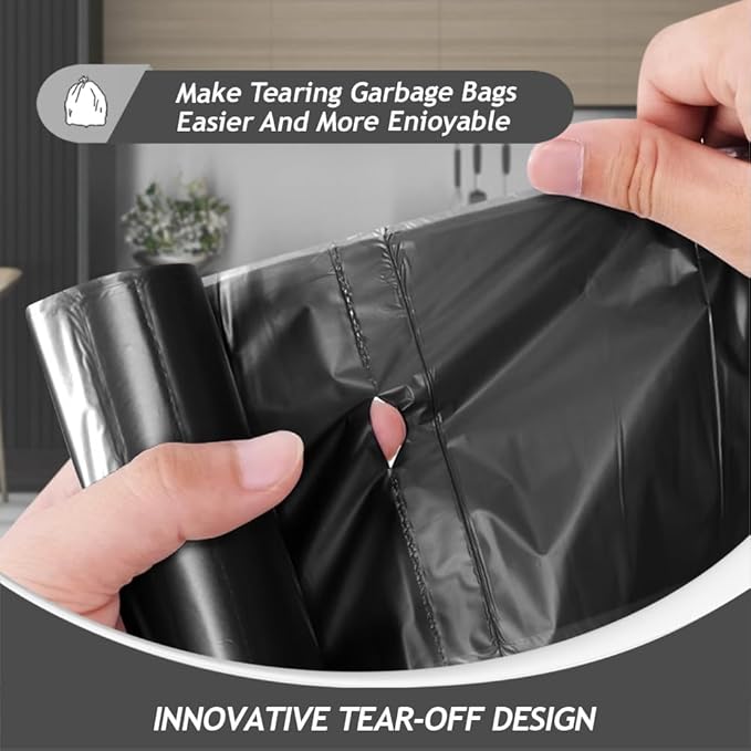 Teivio 3 Gallon 300 Counts Strong Trash Bags Garbage Bags, Bathroom Trash Can Bin Liners, Small Plastic Bags for Home Office Kitchen Kitchen (Black)