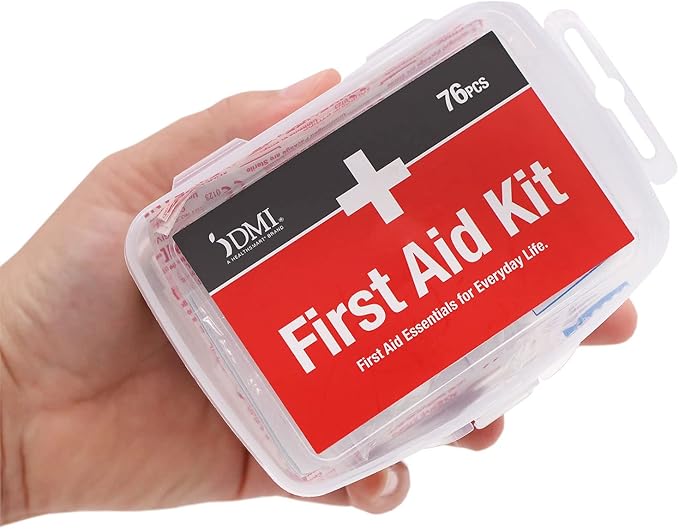 DMI 76-Piece First-Aid Kit, Portable All-Purpose Use for Minor Cuts and Scrapes, Durable Water-Resistant Case, Convenient ...
