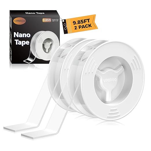 Double Sided Tape Heavy Duty, Extra Large 9.85FT Nano Tape Double Sided Mounting Tape, Reusable Removable Transparent Wall Adhesive Strips for Poster Carpet, 2 Pack