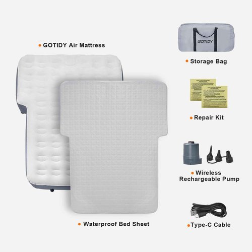 GOTIDY Car Air Mattress with Bed Sheet, Car Air Mattress Back Seat SUV with Built in Pump, SUV Air Mattress Car Bed Camping for Jeep JK JL JKU JLU Unlimited 4 Door, 10inch Ultra Thick