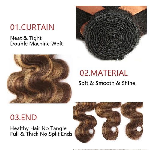 24 26 28 inch 4/27 Bundles Human Hair Ombre Body Wave Bundles Brown and Blonde Highlight Human Hair Bundle