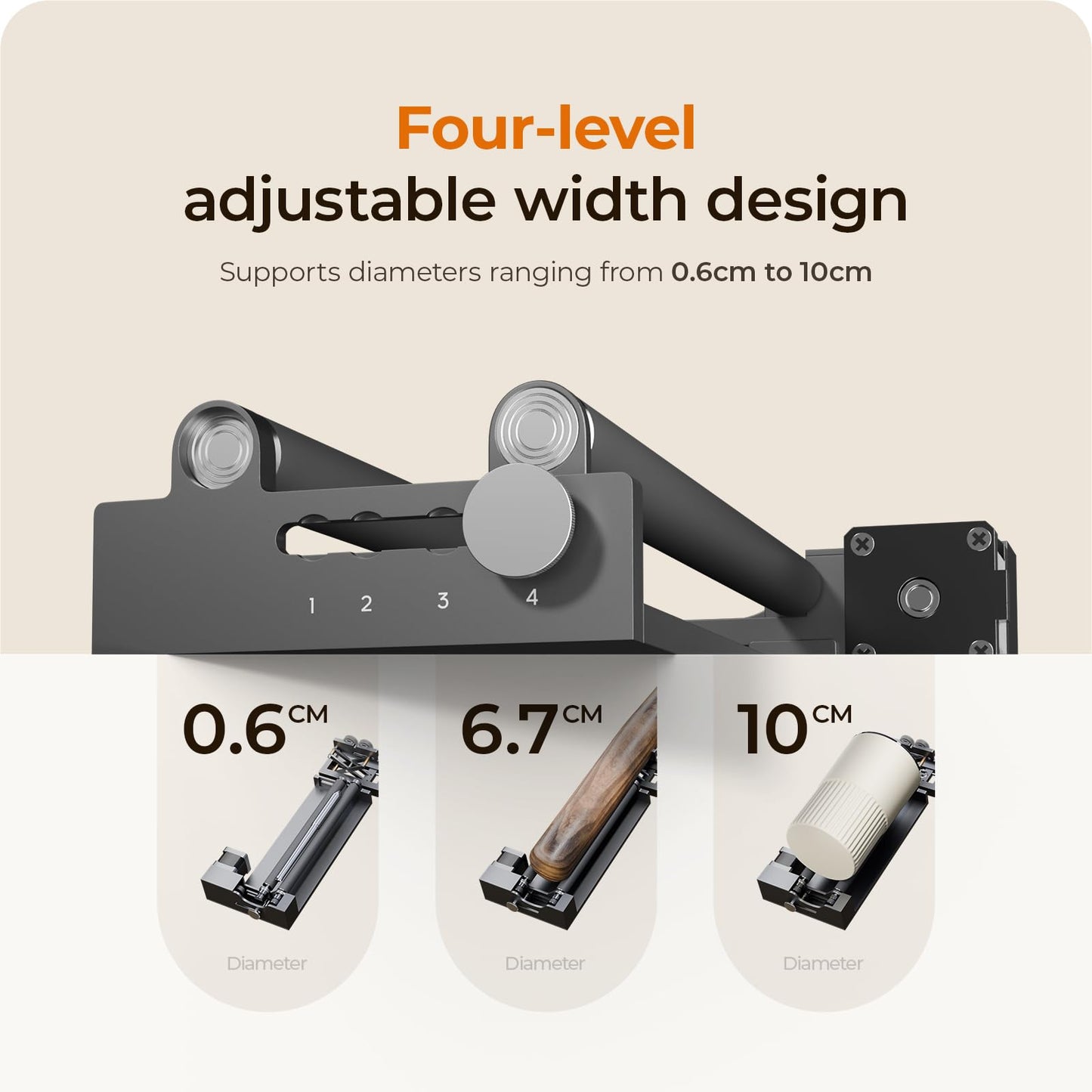 BlazeX Rotary Roller and Risers Kit for M3 Laser Engraver, 360° Cylindrical Engraving Module with Multi-Stage Height Extensions, Ideal for Tumblers, Bottles, and Cans