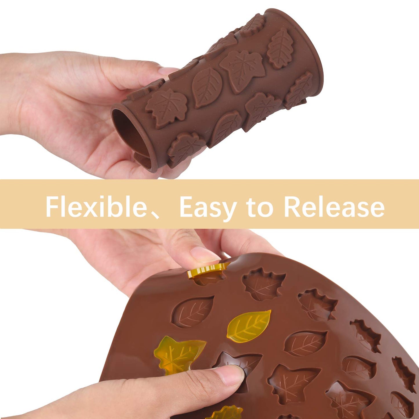 Patelai 4 Pieces 3D Fall Silicone Molds Thanksgiving Maple Leaf Shape Mini Candy Leaves Mold Decoration for Thanksgiving Fall Harvest Making Candy Muffins DIY Leaf Chocolates Cake Soap Candle