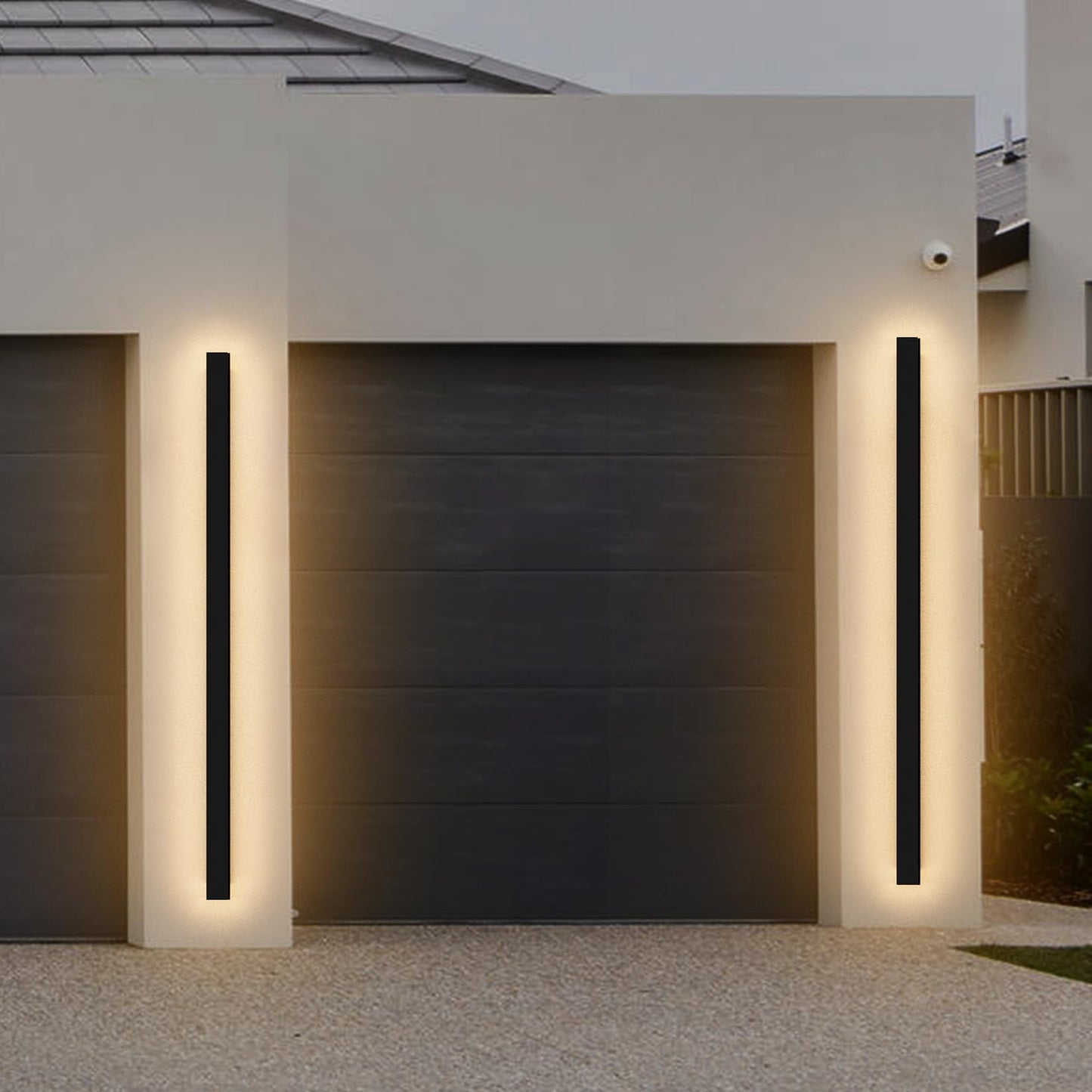 lundwa 2 Pack 47.25inch Long Outdoor LED Wall Lights 35W Black 3000K Warm White Porch Lights Acrylic Waterproof IP65 Exterior Wall Light Fixtures for House Patio Porch Courtyard