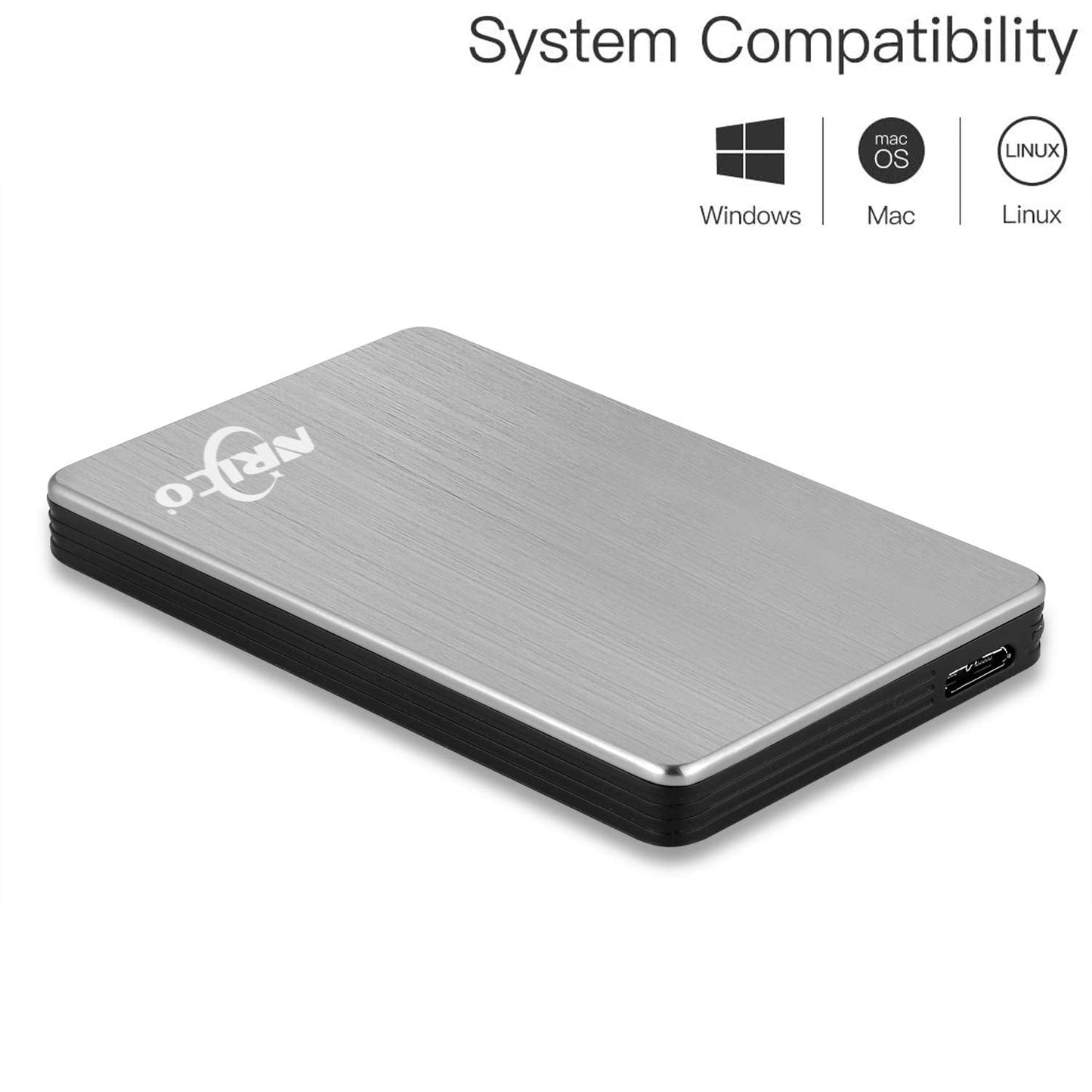 Nrico Portable External Hard Drive Usb 3.0 Hdd 2.5Inch Storage Compatible For Pc, Mac, Desktop,Ps4 (160Gb, Grey)