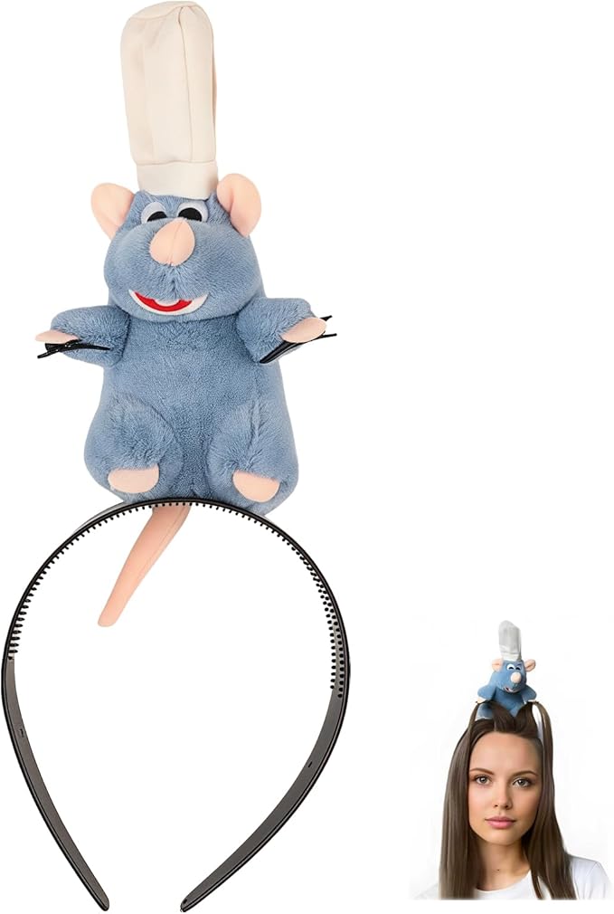 YUESE Funny Rat Chef Headband for Adults & Kids – Cute Mouse Costume with Chef Hat – Cooking Theme Party Hair Accessory – ...