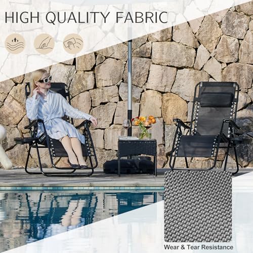 Sweetcrispy Zero Gravity Chairs, Set of 2 Portable Recliner Beach Camping Patio Outdoor Folding Lounge Chair with Cup Hold...