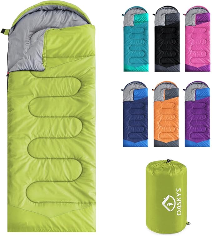 oaskys Camping Sleeping Bag - 3 Season Warm & Cool Weather - Summer Spring Fall Lightweight Waterproof for Adults Kids - C...