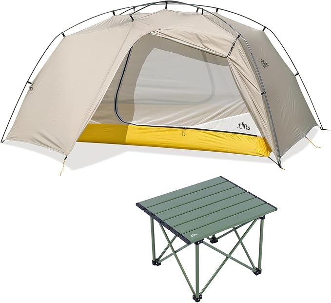 iClimb 1 Folding Table and 1 Ultralight 3 Season Tent, Ultralight Compact for Adults Outdoor Camping Backpacking Hiking