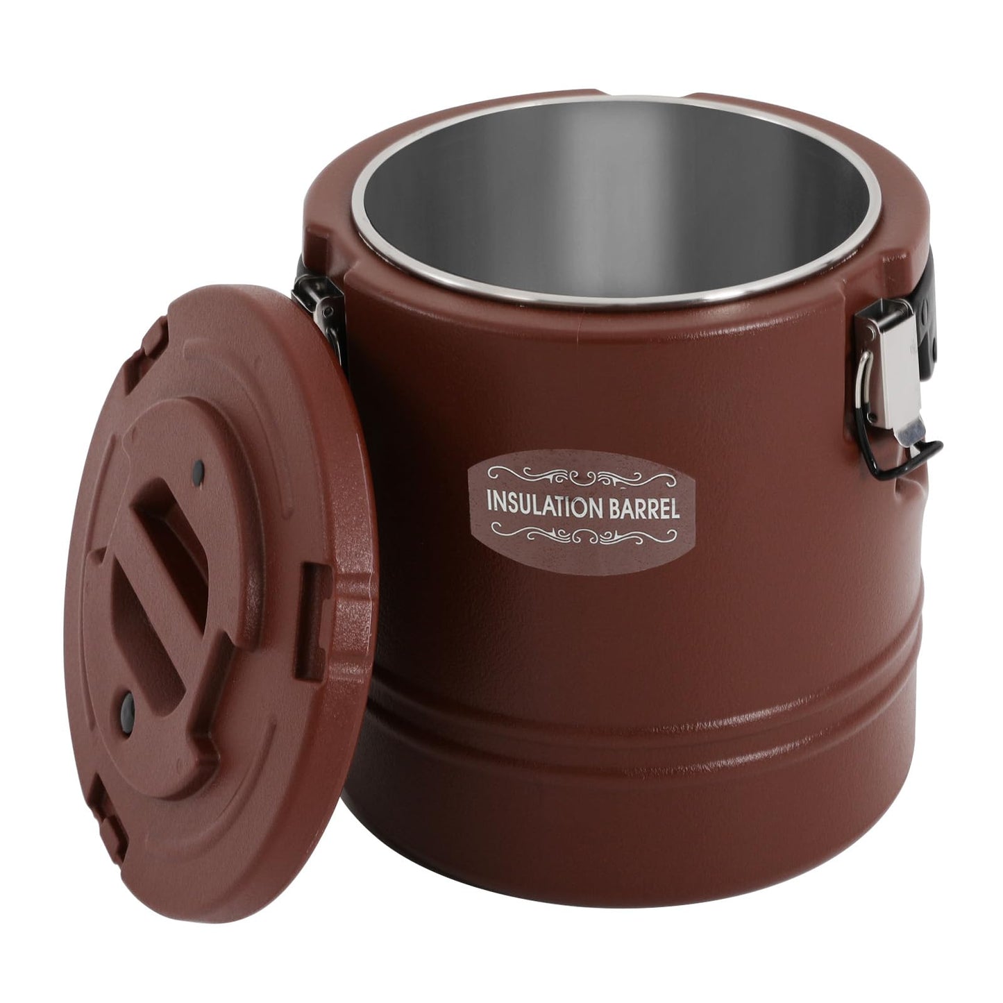 LOYALHEARTDY Commercial Insulated Food Container, 16QT/4Gal Insulated Soup Container Bucket Commercial Food Warmer Insulation Barrel for Hot or Cold Food for Restaurant, Canteen, Home (Brown)