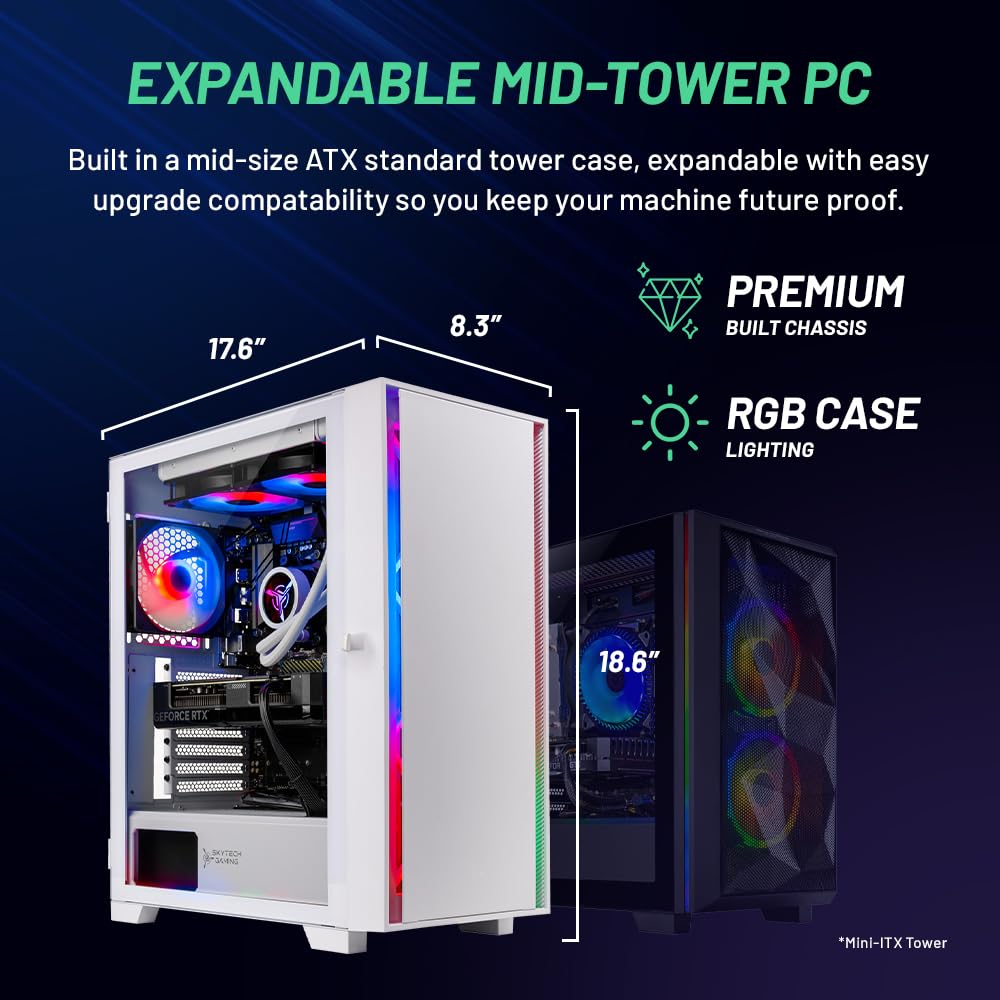 Skytech Gaming Shiva Gaming Pc, Intel I7 12700F 2.1 Ghz, Rtx 4060, 1Tb Nvme, 16Gb Ddr4 Ram 3200, 600W Gold Psu Wi-Fi, Win 11 Hom