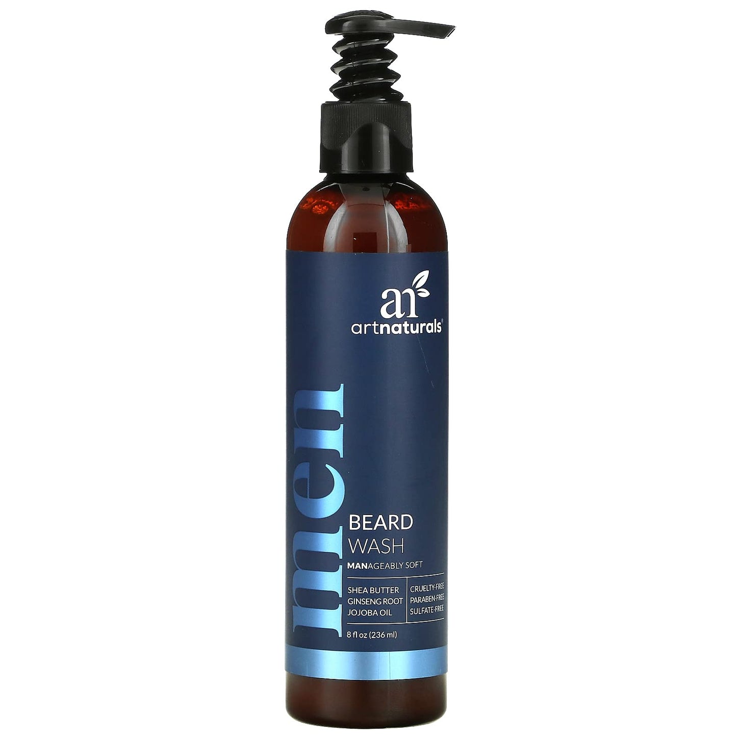 Artnaturals Natural Beard Shampoo Wash - (8 Fl Oz / 236ml) - Infused with Aloe Vera, Tea Tree and Jojoba Oil - Sulfate Free