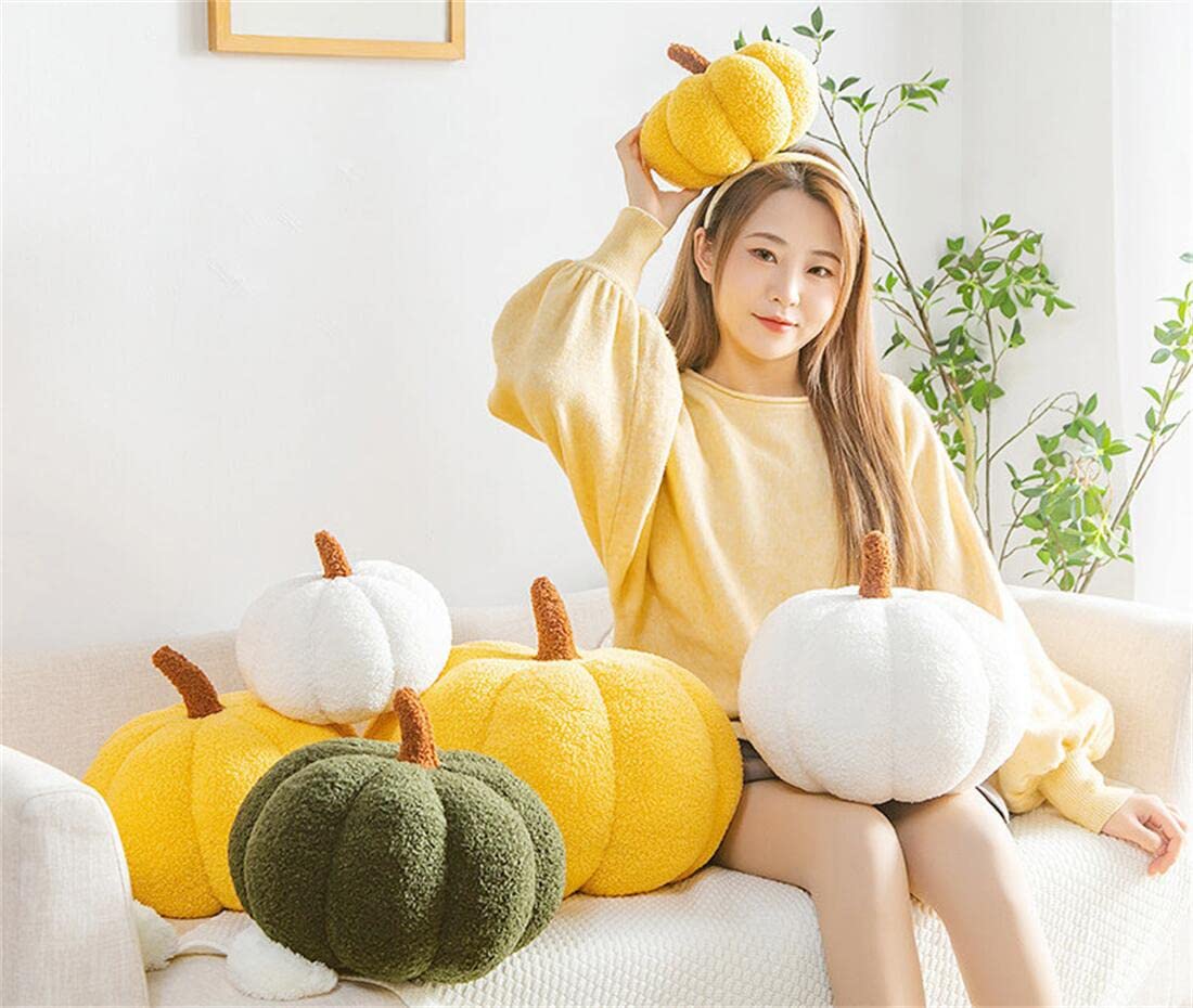 Pumpkin Pillow,Pumpkin Shaped Throw Pillow Cushion, Pumpkin Plush Floor Pillow,Pumpkin Pillow Decor ,Halloween Pumpkin Decorative Pillow Cushion for Home Decor Halloween Party Favors (7.5'', White)