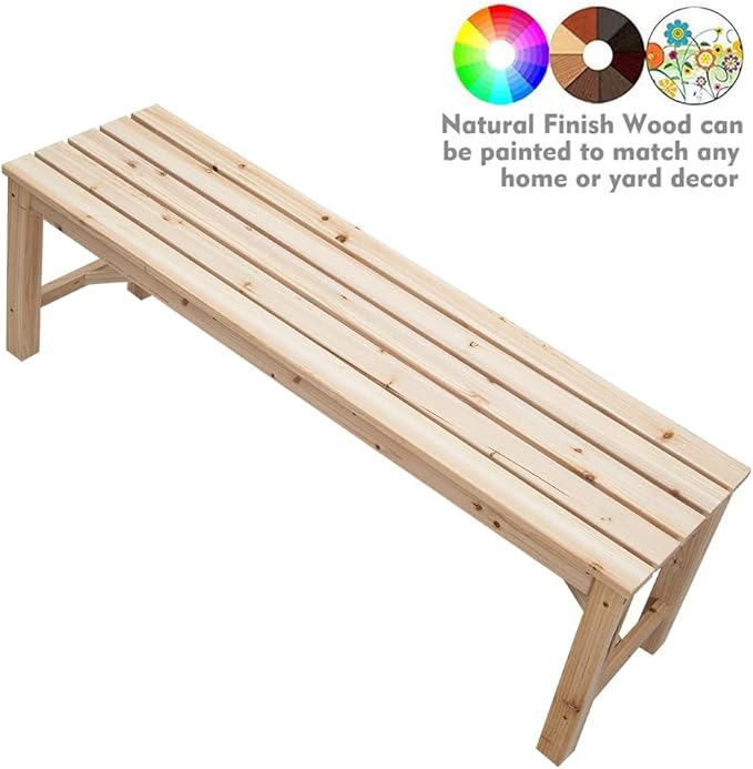 Kdgarden Outdoor Wood Bench Indoor Backless Porch Rustic Square Fir Log Solid Wood Fire Pit Bench for Patio Garden Deck and Backyard, 55" W×15.7" D×17.7" H, Natural