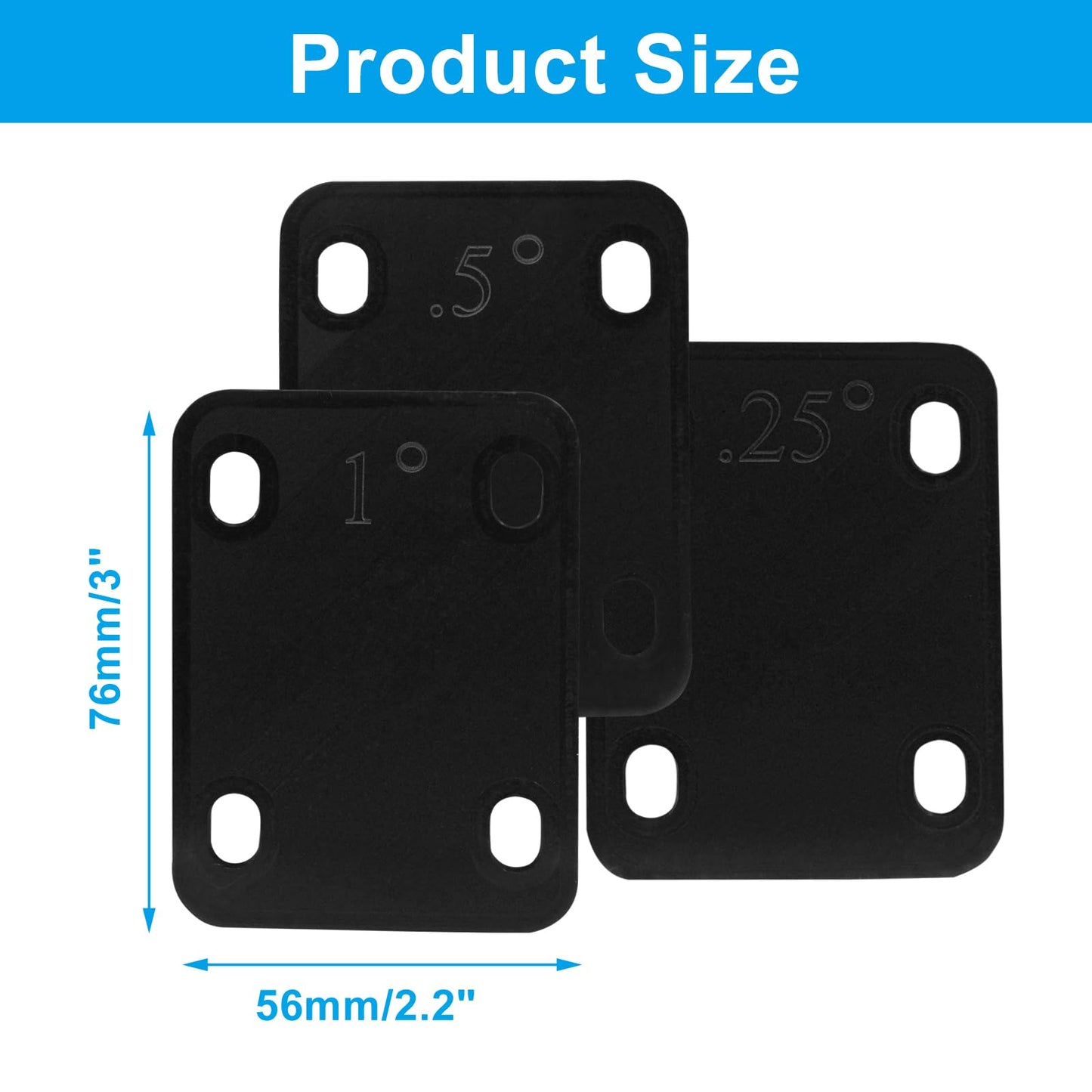 Piutouyar 3 Pack Guitar Neck Shims, Black Nylon Gasket Neck Shim Protection, 0.25, 0.5, 1 Degree Neck Plate Tool For Guitar Bass