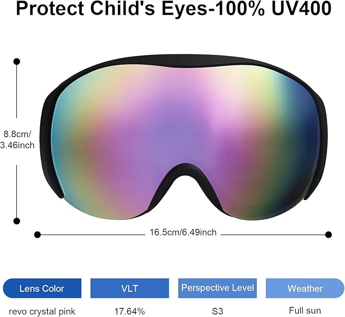 OTG Kids Ski Goggles Kids Snowboard Goggles for Boys Girls Toddler Youth Kid Snow Goggles Anti-Fog UV400 Protection