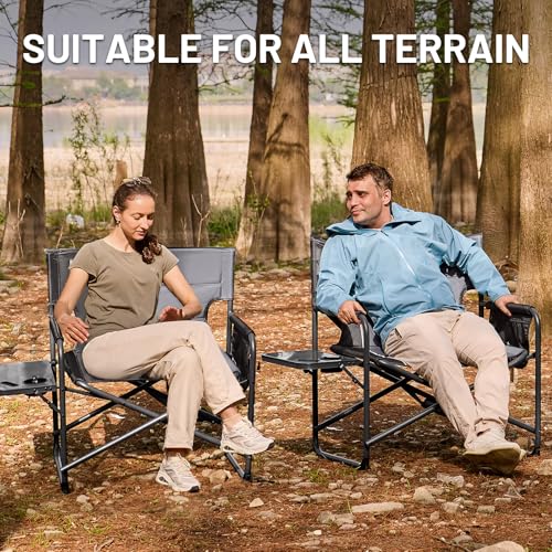 Timber Ridge XXL Extra Wide Foldable Directors Chair with Side Table, 500 lbs Heavy Duty Camping Chairs for Adults, Oversi...