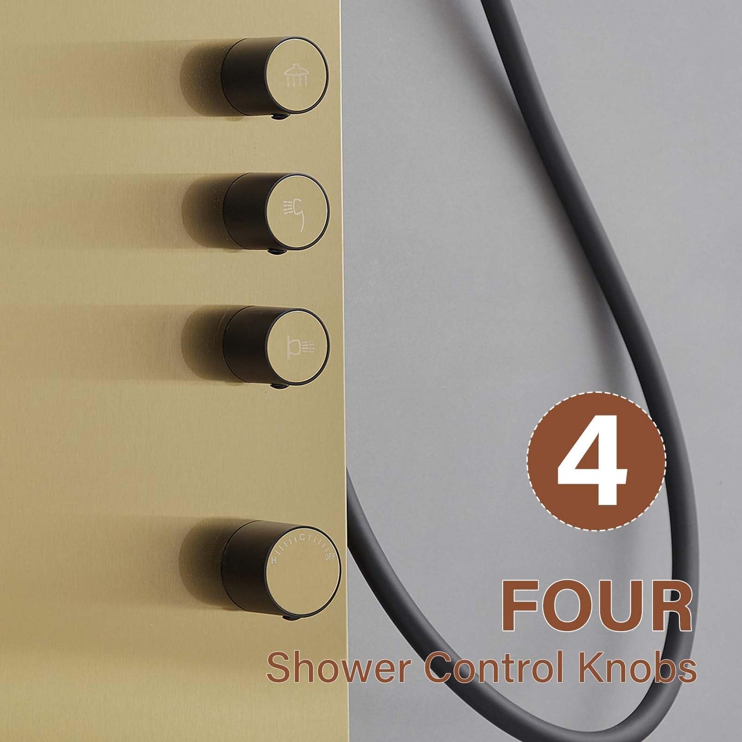 Greenspring Shower Tower Bathroom Shower Panel System with Rainfall Shower Head Hand Shower and Large Area Body Spray, Stainless Steel Multi-Function Shower Fixtures, Brushed Gold