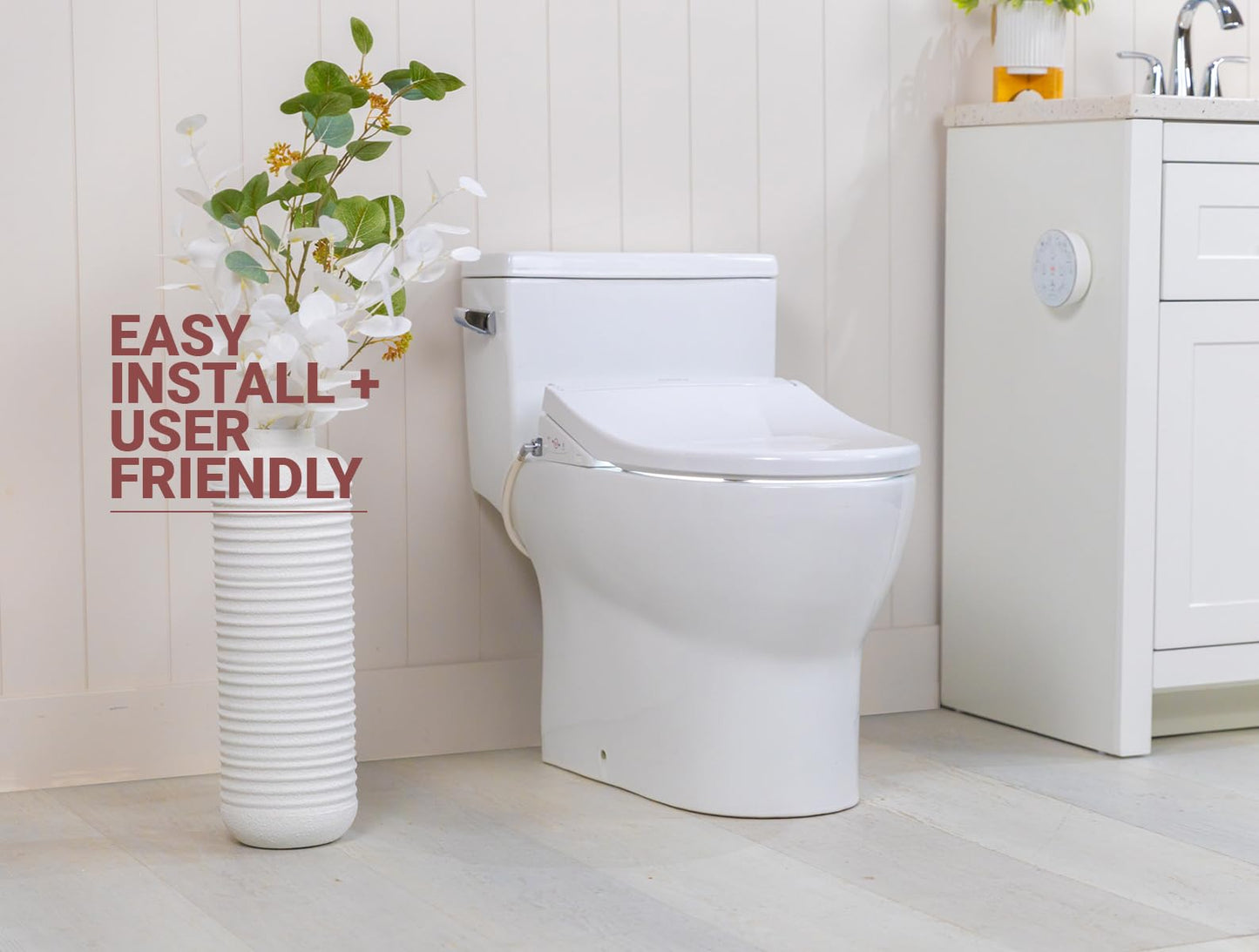 BidetKing Crown Elongated Bidet Toilet Seat, Endless Warm Water, Strong Spray, Backlit Remote, Multi-color LED, Ultra Slim, Stainless Steel Nozzle, Sittable Lid, 3 Year Warranty