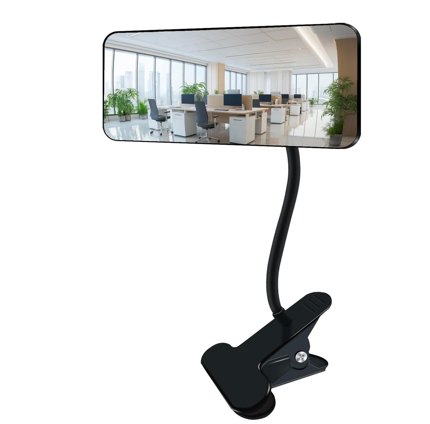 ZMJCGLXY Clampable Convex Safety Mirror 6.4"*3" in Glass Material, Black Curved Frame, 360° Direction Adjustment, for Workdesk, Office, Warehouse and Personal Area Privacy and Security