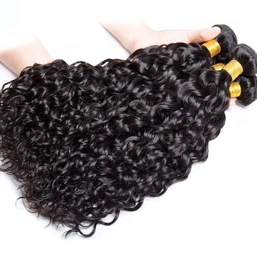 Water Wave Bundles Human Hair Wet And Wavy Human Hair Bundles 24 26 28 Inch Soft And Healthy Unprocessed Brazilian Remy Hair Extensions For Women 3Pcs/Set Deals
