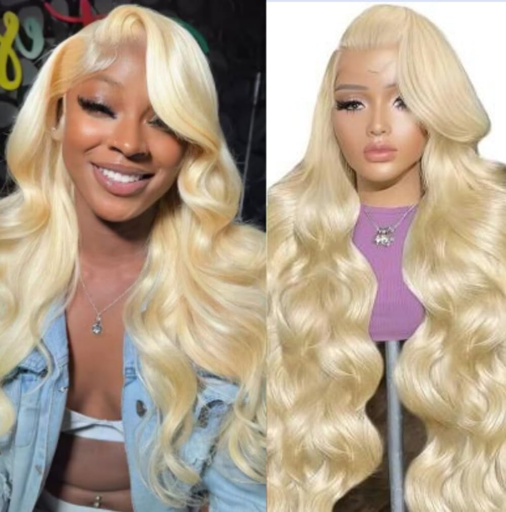 28inch 613 Blonde Body Wave Lace Front Wigs Human Hair Pre Plucked Blonde 13x4 Body Wavy Transparent Lace Frontal Wig Human Hair